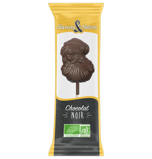 Sucettes père Noël chocolat noir - 10 g