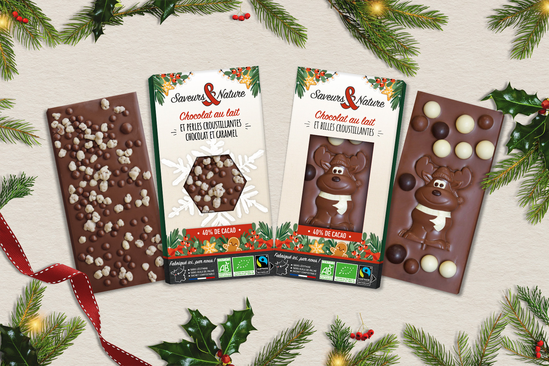 Tablettes de Chocolat de Noël 8 Saveurs au Choix Fabrication