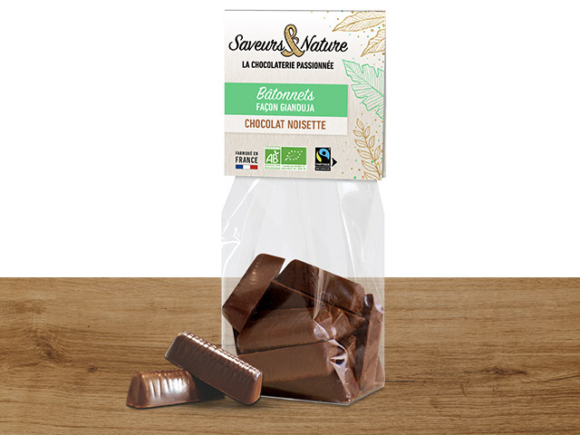 Sachet de bâtonnets chocolat noisette façon Gianduja